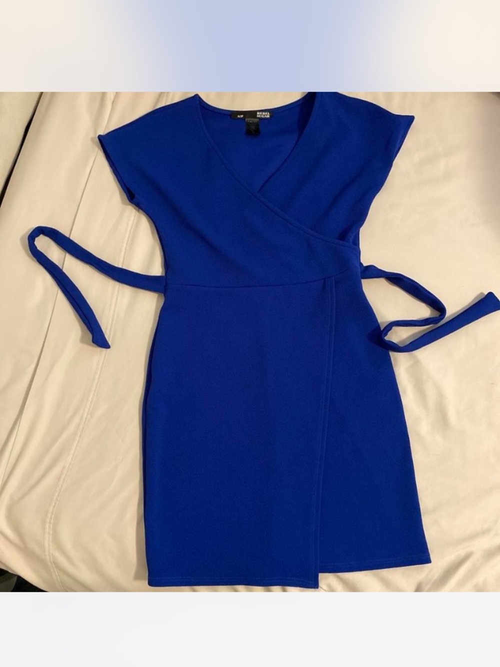 Rebel Sugar Cobalt Blue Wrap Mini Dress Sz S